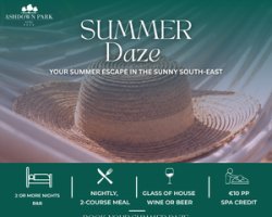 Disfrute de esos días de verano con alojamiento y desayuno, cena de dos platos todas las noches, copa de vino y mucho más. 